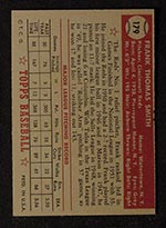 1952 Topps #179 Frank Smith Cincinnati Reds - Gray Back