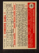 1952 Topps #182 Billy Hitchcock Philadelphia Athletics - Cream Back