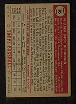 1952 Topps #185 Bill Nicholson Philadelphia Phillies - Gray Back