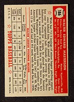1952 Topps #186 Walt Masterson Boston Red Sox - Cream Back