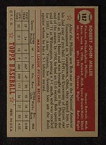 1952 Topps #187 Bob Miller Philadelphia Phillies - Gray Back