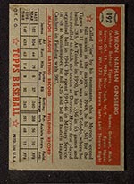 1952 Topps #192 Myron Ginsberg Detroit Tigers - Back
