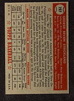 1952 Topps #197 George Strickland Pittsburgh Pirates - Back