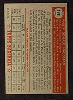 1952 Topps #198 Phil Haugstad Brooklyn Dodgers - Back