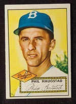1952 Topps #198 Phil Haugstad Brooklyn Dodgers - Front