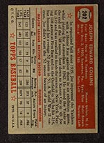 1952 Topps #202 Joe Collins New York Yankees - Back