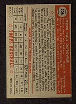 1952 Topps #206 Joe Ostrowski New York Yankees - Back