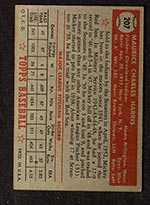 1952 Topps #207 Mickey Harris Cleveland Indians - Back