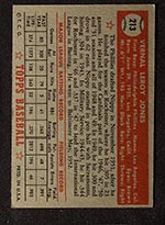 1952 Topps #213 Nippy Jones Philadelphia Phillies - Back
