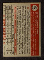 1952 Topps #214 Johnny Hopp New York Yankees - Back