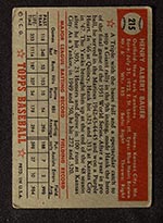 1952 Topps #215 Hank Bauer New York Yankees - Back