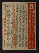 1952 Topps #217 George Stirnweiss Cleveland Indians - Back