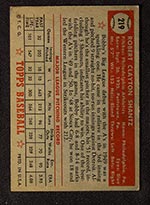 1952 Topps #219 Bobby Shantz Philadelphia Athletics - Back