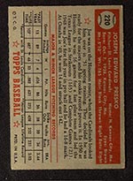 1952 Topps #220 Joe Presko St. Louis Cardinals - Back
