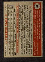 1952 Topps #221 Granny Hamner Philadelphia Phillies - Back