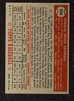 1952 Topps #224 Bruce Edwards Chicago Cubs - Back