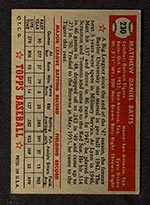 1952 Topps #230 Matt Batts Detroit Tigers - Back