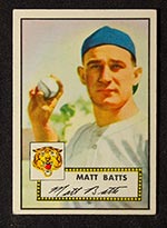 1952 Topps #230 Matt Batts Detroit Tigers - Front