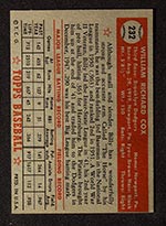 1952 Topps #232 Billy Cox Brooklyn Dodgers - Back