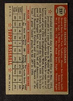 1952 Topps #237 Jerry Coleman New York Yankees - Back