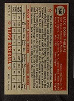 1952 Topps #240 Jack Phillips Pittsburgh Pirates - Back