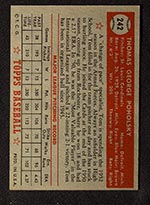 1952 Topps #242 Tom Poholsky St. Louis Cardinals - Back