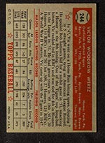 1952 Topps #244 Vic Wertz Detroit Tigers - Back