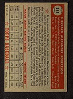 1952 Topps #245 Sherry Robertson Washington Senators - Back