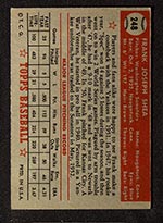 1952 Topps #248 Frank Shea New York Yankees - Back