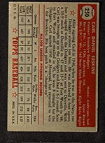 1952 Topps #250 Carl Erskine Brooklyn Dodgers - Back
