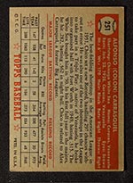 1952 Topps #251 Chico Carrasquel Chicago White Sox - Back