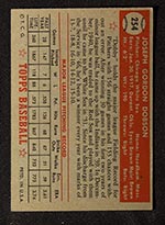 1952 Topps #254 Joe Dobson Chicago White Sox - Back