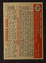 1952 Topps #263 Harry Brecheen St. Louis Cardinals - Back
