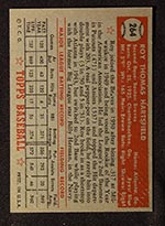 1952 Topps #264 Roy Hartsfield Boston Braves - Back