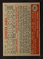 1952 Topps #265 Chuck Diering New York Giants - Back