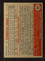 1952 Topps #268 Bob Lemon Cleveland Indians - Back