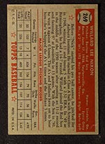 1952 Topps #269 Willard Nixon Boston Red Sox - Back