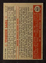 1952 Topps #270 Lou Brissie Cleveland Indians - Back