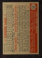 1952 Topps #271 Jim Delsing St. Louis Browns - Back