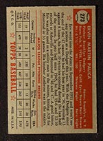 1952 Topps #273 Erv Palica Brooklyn Dodgers - Back