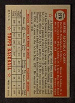 1952 Topps #278 Al Clark Philadelphia Athletics - Back