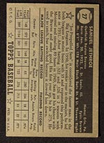 1952 Topps #27 Sam Jethroe Boston Braves - Black Back