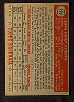 1952 Topps #290 Joe Astroth Philadelphia Athletics - Back