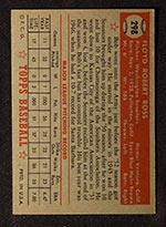 1952 Topps #298 Bob Ross Washington Senators - Back