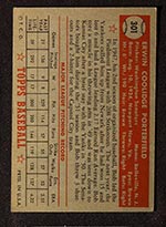 1952 Topps #301 Bob Porterfield Washington Senators - Back