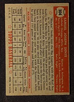 1952 Topps #304 Sam Dente Chicago White Sox - Back