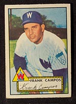 1952 Topps #307 Frank Campos Washington Senators - Front