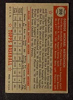 1952 Topps #310 George Metkovich Pittsburgh Pirates - Back