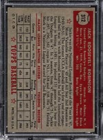 1952 Topps #312 Jackie Robinson Brooklyn Dodgers - Back