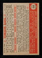 1952 Topps #312 Jackie Robinson (Type II) Brooklyn Dodgers - Back
